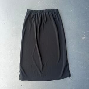 Vintage Rare Editions Black Stretch Midi Pencil Skirt Side Slit